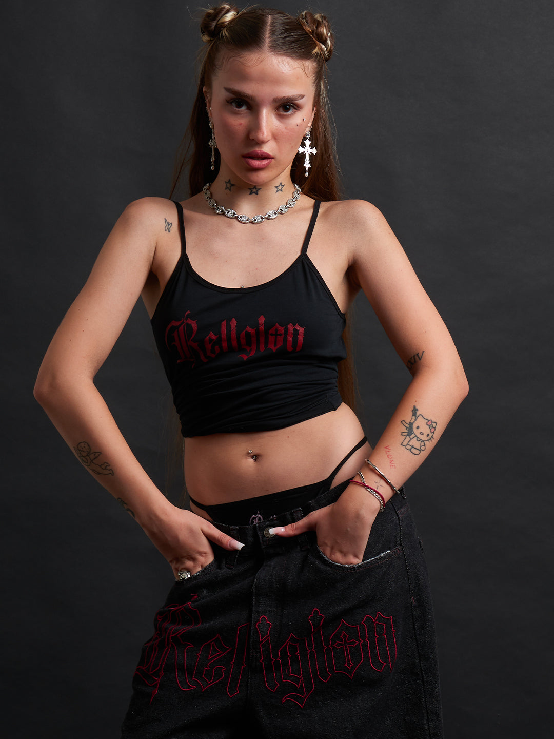 THORN BAGGY DENIM – BLACK CRIMSON