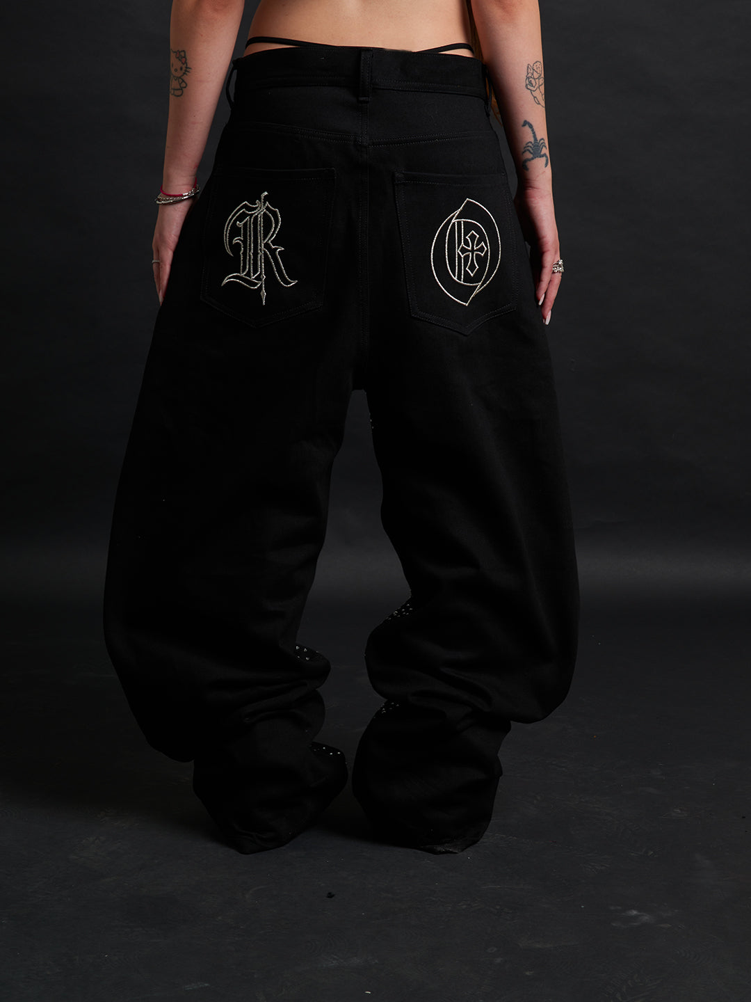 Eclipse Rhinestone Baggy – Black