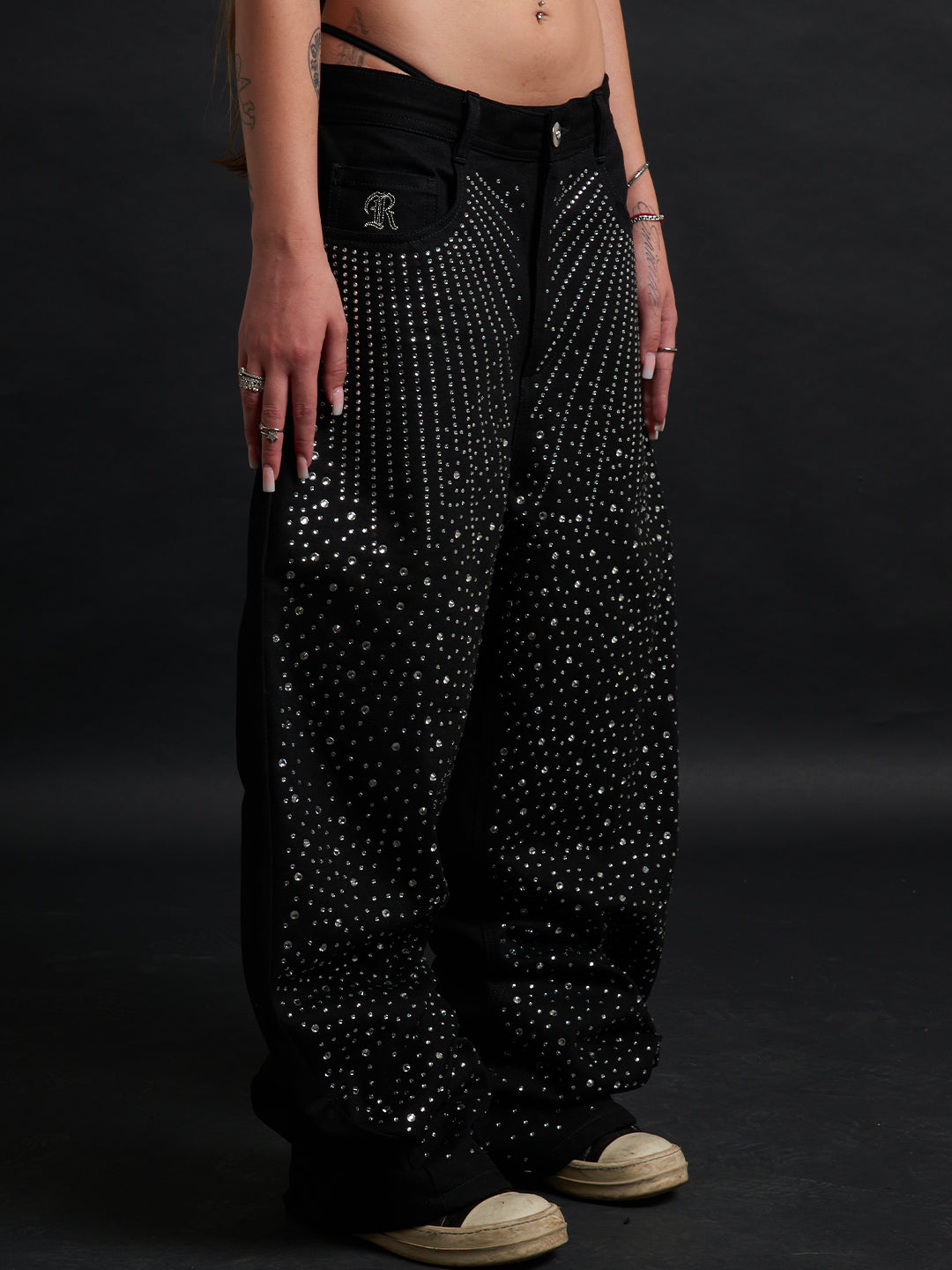 Eclipse Rhinestone Baggy – Black