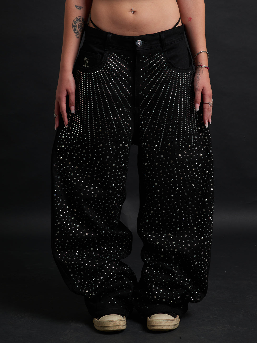 Eclipse Rhinestone Baggy – Black