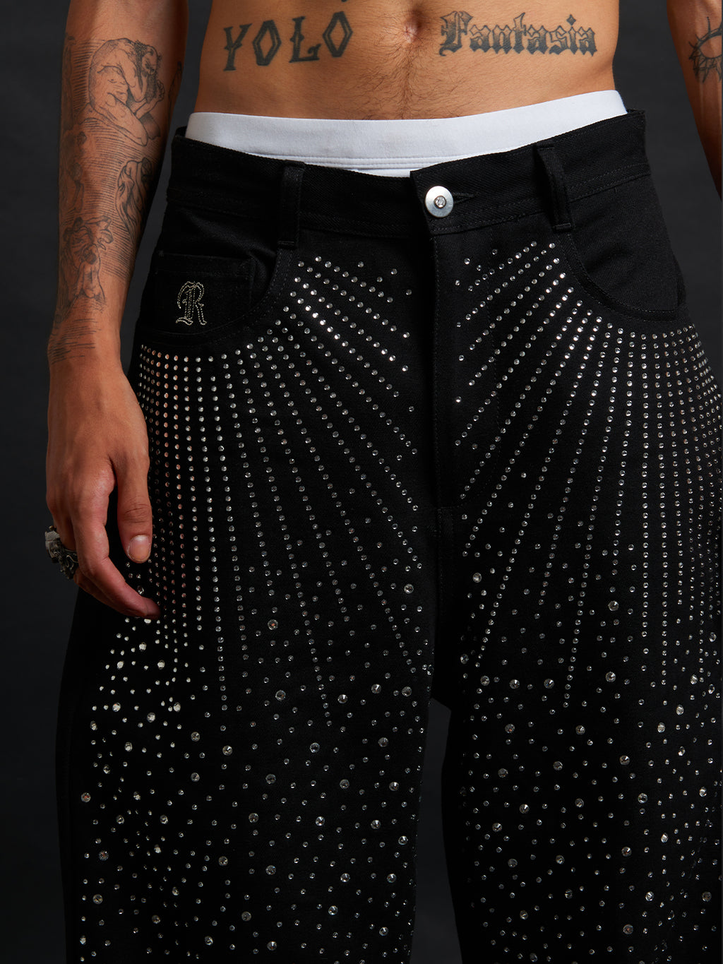 Eclipse Rhinestone Baggy – Black