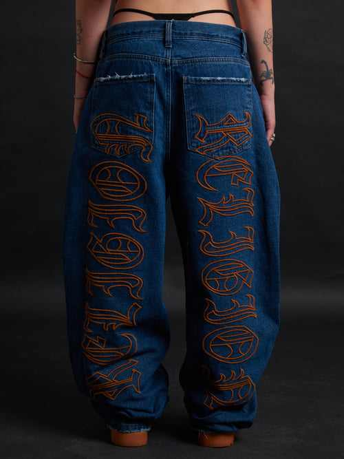 THORN BAGGY DENIM – BLACK CRIMSON