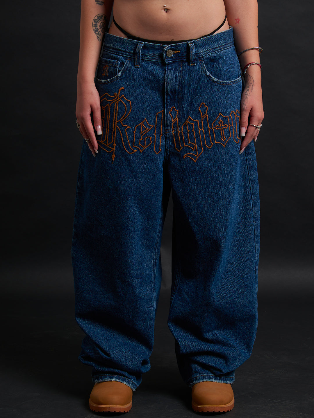 THORN BAGGY DENIM – BLACK CRIMSON