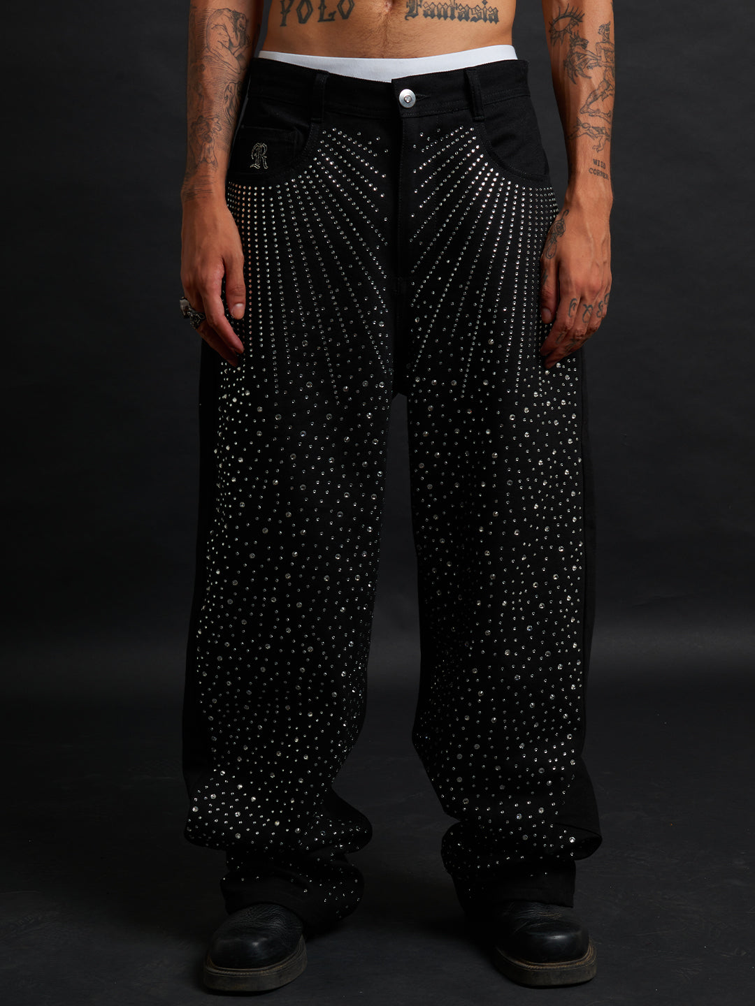 Eclipse Rhinestone Baggy – Black