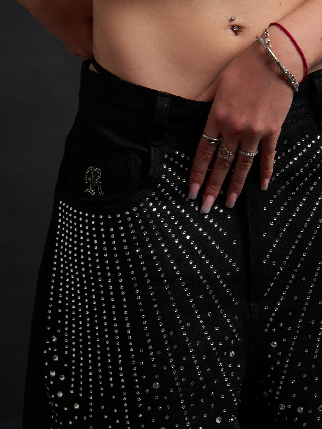 Eclipse Rhinestone Baggy – Black